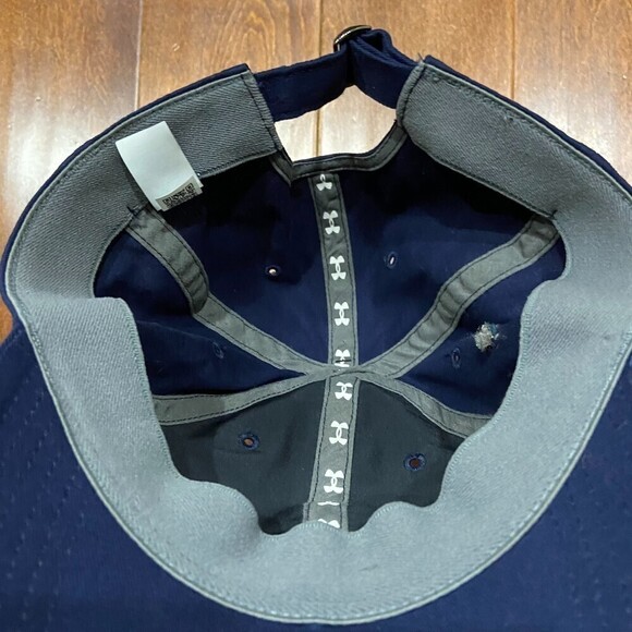 Under Armour USA Micro Logo Midnight Navy Adjustable Hat Cap Unisex - Picture 6 of 7
